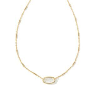 Kendra Scott Gold Elisa Necklace White Iridescent Glitter Glass